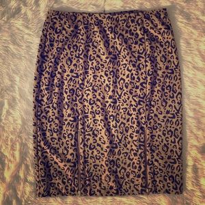 Black Label Chicos Faux Suede Leopard Print Skirt